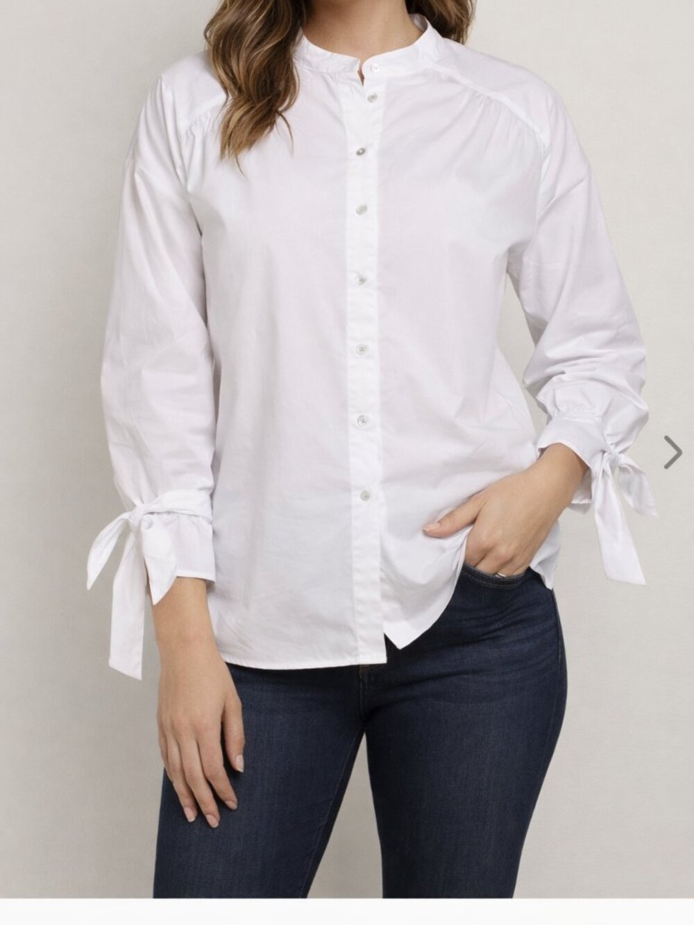 Donna Karan White Button-Front Shirt with Tie Cuffs Size Large